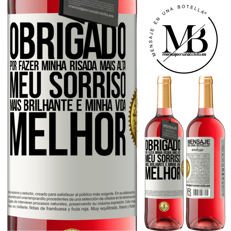 29,95 € Envio grátis | Vinho rosé Edição ROSÉ Obrigado por fazer minha risada mais alta, meu sorriso mais brilhante e minha vida melhor Etiqueta Branca. Etiqueta personalizável Vinho jovem Colheita 2023 Tempranillo