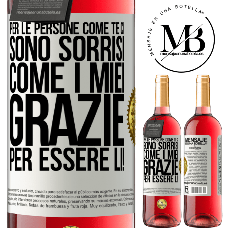 29,95 € Spedizione Gratuita | Vino rosato Edizione ROSÉ Per le persone come te ci sono sorrisi come i miei. Grazie per essere lì! Etichetta Bianca. Etichetta personalizzabile Vino giovane Raccogliere 2023 Tempranillo