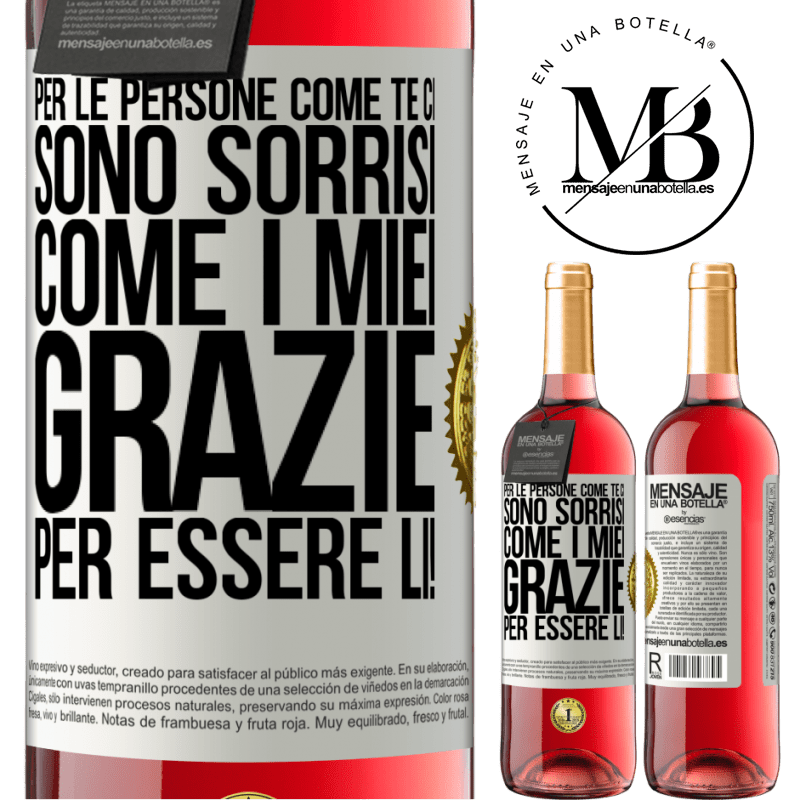 29,95 € Spedizione Gratuita | Vino rosato Edizione ROSÉ Per le persone come te ci sono sorrisi come i miei. Grazie per essere lì! Etichetta Bianca. Etichetta personalizzabile Vino giovane Raccogliere 2025 Tempranillo