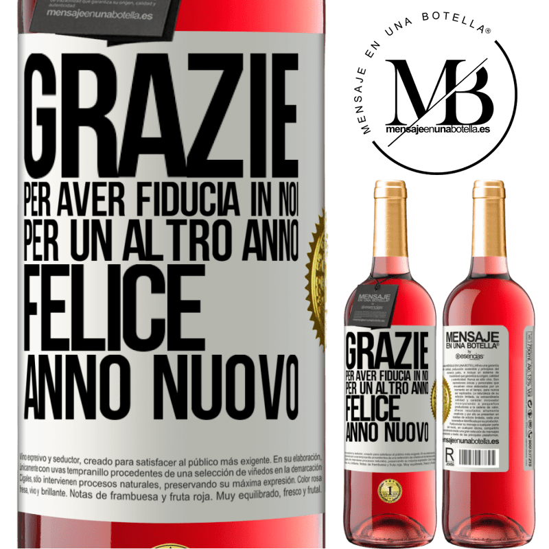 29,95 € Spedizione Gratuita | Vino rosato Edizione ROSÉ Grazie per aver fiducia in noi per un altro anno. Felice anno nuovo Etichetta Bianca. Etichetta personalizzabile Vino giovane Raccogliere 2023 Tempranillo