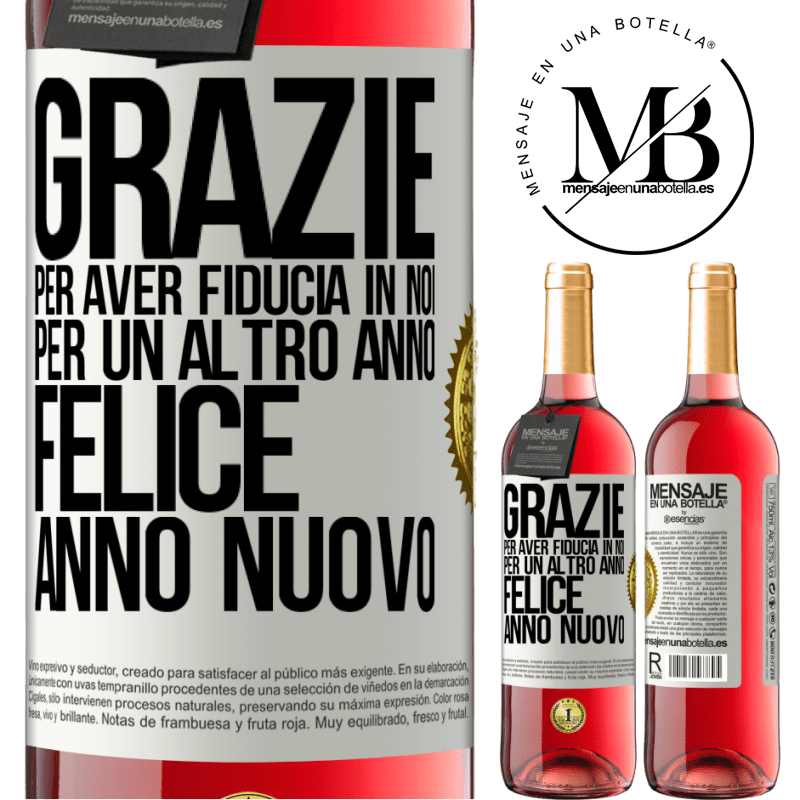 29,95 € Spedizione Gratuita | Vino rosato Edizione ROSÉ Grazie per aver fiducia in noi per un altro anno. Felice anno nuovo Etichetta Bianca. Etichetta personalizzabile Vino giovane Raccogliere 2025 Tempranillo