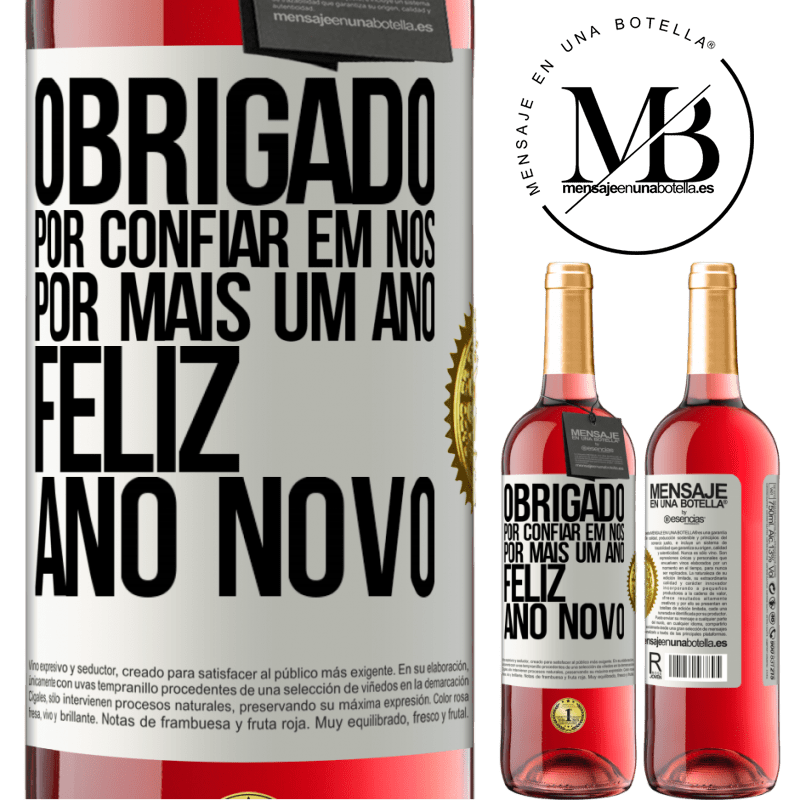 29,95 € Envio grátis | Vinho rosé Edição ROSÉ Obrigado por confiar em nós por mais um ano. Feliz Ano Novo Etiqueta Branca. Etiqueta personalizável Vinho jovem Colheita 2023 Tempranillo