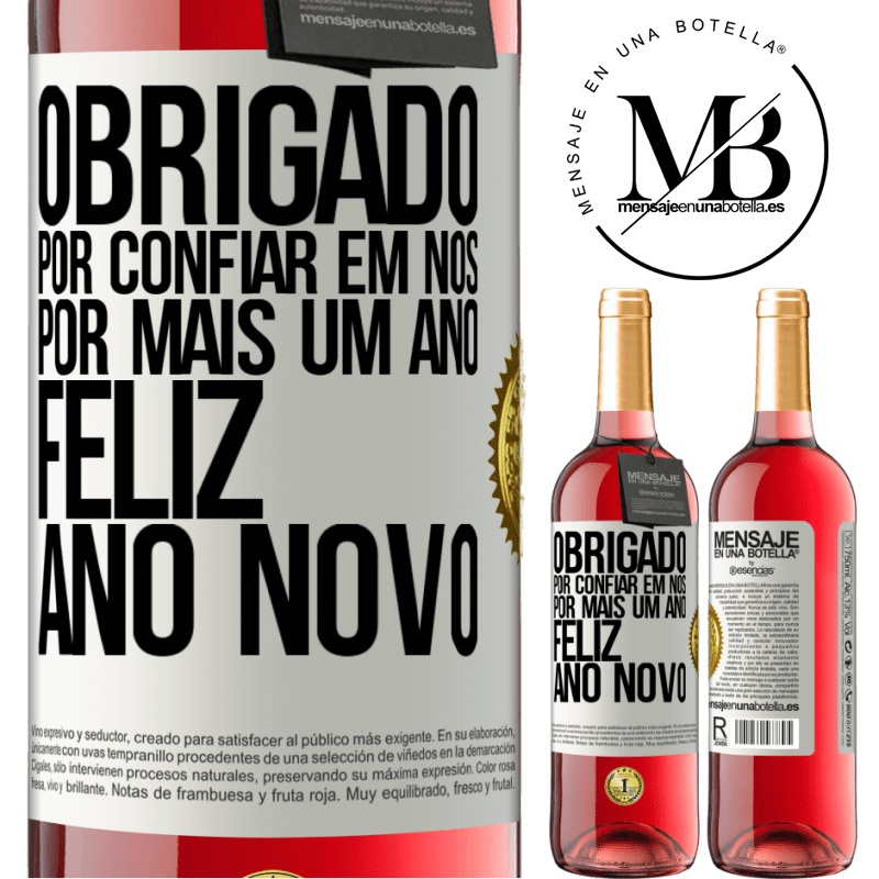 29,95 € Envio grátis | Vinho rosé Edição ROSÉ Obrigado por confiar em nós por mais um ano. Feliz Ano Novo Etiqueta Branca. Etiqueta personalizável Vinho jovem Colheita 2025 Tempranillo
