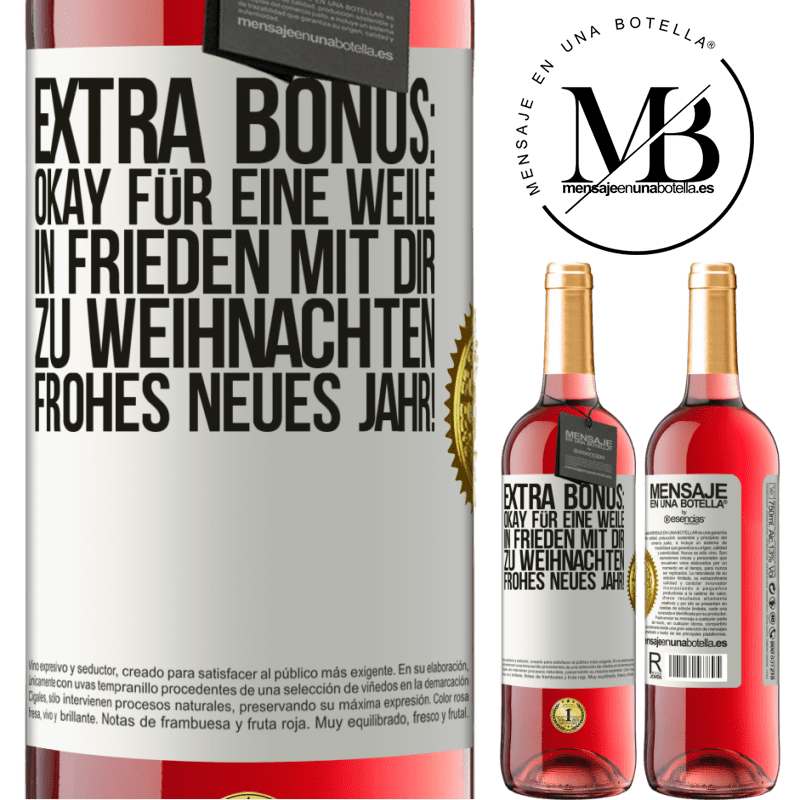 29,95 € Kostenloser Versand | Roséwein ROSÉ Ausgabe Extra Bonus: gültig für eine Weile Frieden mit deinen Lieben zu Weihnachten. Frohes neues Jahr! Weißes Etikett. Anpassbares Etikett Junger Wein Ernte 2024 Tempranillo