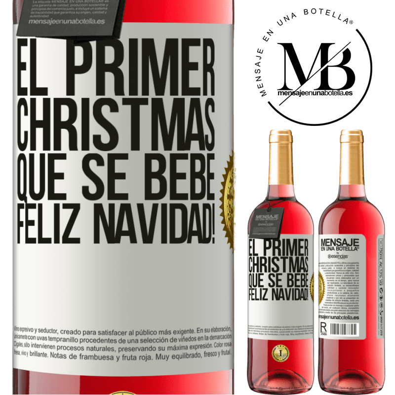 29,95 € Envío gratis | Vino Rosado Edición ROSÉ El primer christmas que se bebe. Feliz navidad! Etiqueta Blanca. Etiqueta personalizable Vino joven Cosecha 2023 Tempranillo