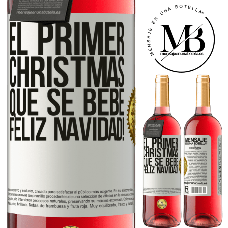 29,95 € Envío gratis | Vino Rosado Edición ROSÉ El primer christmas que se bebe. Feliz navidad! Etiqueta Blanca. Etiqueta personalizable Vino joven Cosecha 2025 Tempranillo