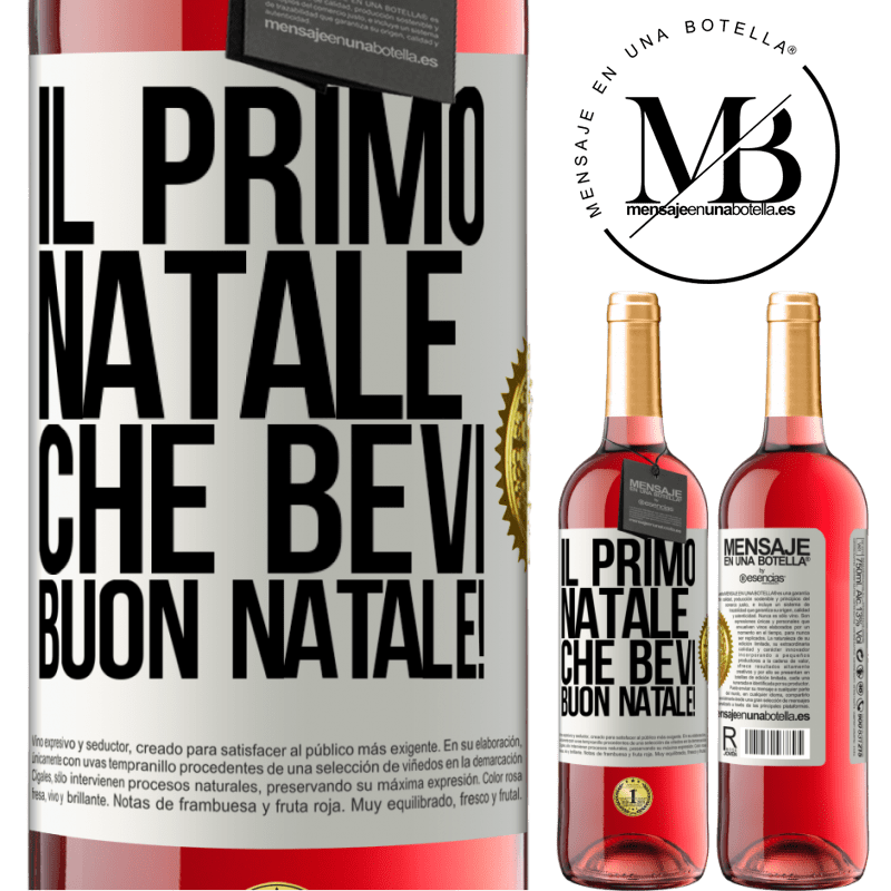 29,95 € Spedizione Gratuita | Vino rosato Edizione ROSÉ Il primo Natale che bevi. Buon natale! Etichetta Bianca. Etichetta personalizzabile Vino giovane Raccogliere 2023 Tempranillo