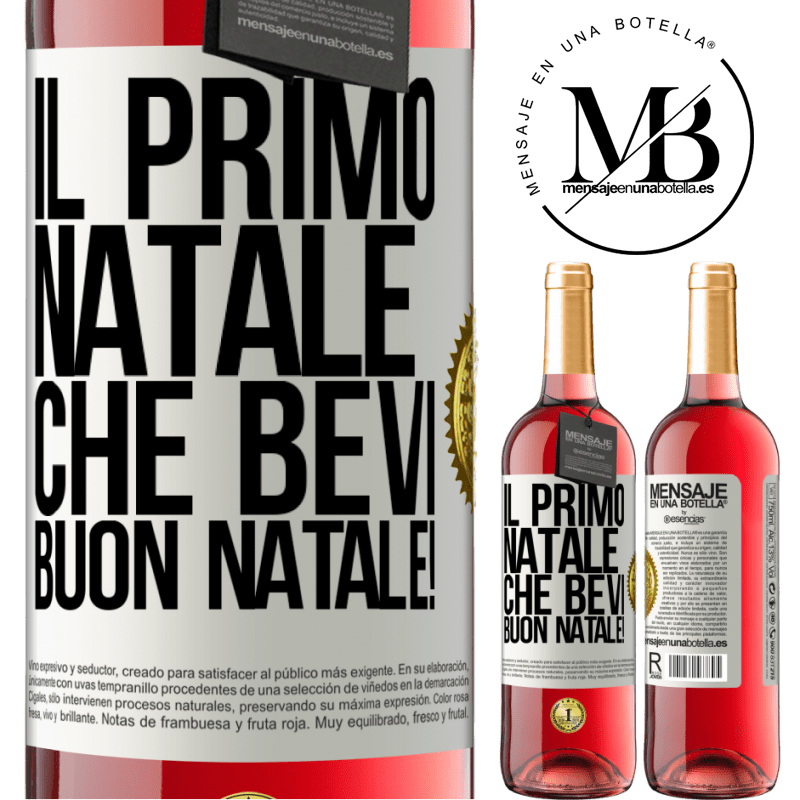29,95 € Spedizione Gratuita | Vino rosato Edizione ROSÉ Il primo Natale che bevi. Buon natale! Etichetta Bianca. Etichetta personalizzabile Vino giovane Raccogliere 2025 Tempranillo