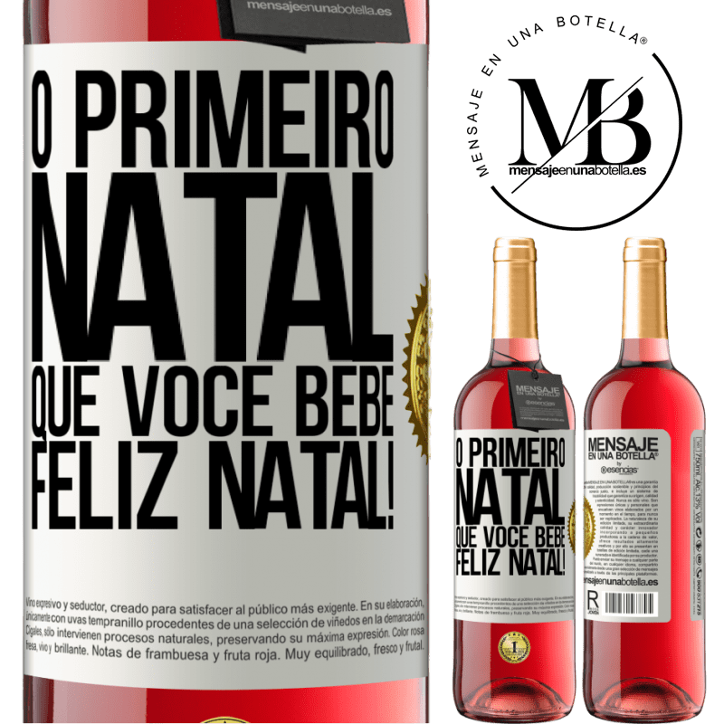 29,95 € Envio grátis | Vinho rosé Edição ROSÉ O primeiro Natal que você bebe. Feliz Natal! Etiqueta Branca. Etiqueta personalizável Vinho jovem Colheita 2023 Tempranillo