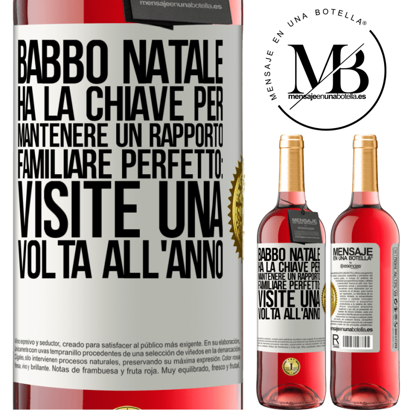 29,95 € Spedizione Gratuita | Vino rosato Edizione ROSÉ Babbo Natale ha la chiave per mantenere un rapporto familiare perfetto: visite una volta all'anno Etichetta Bianca. Etichetta personalizzabile Vino giovane Raccogliere 2024 Tempranillo