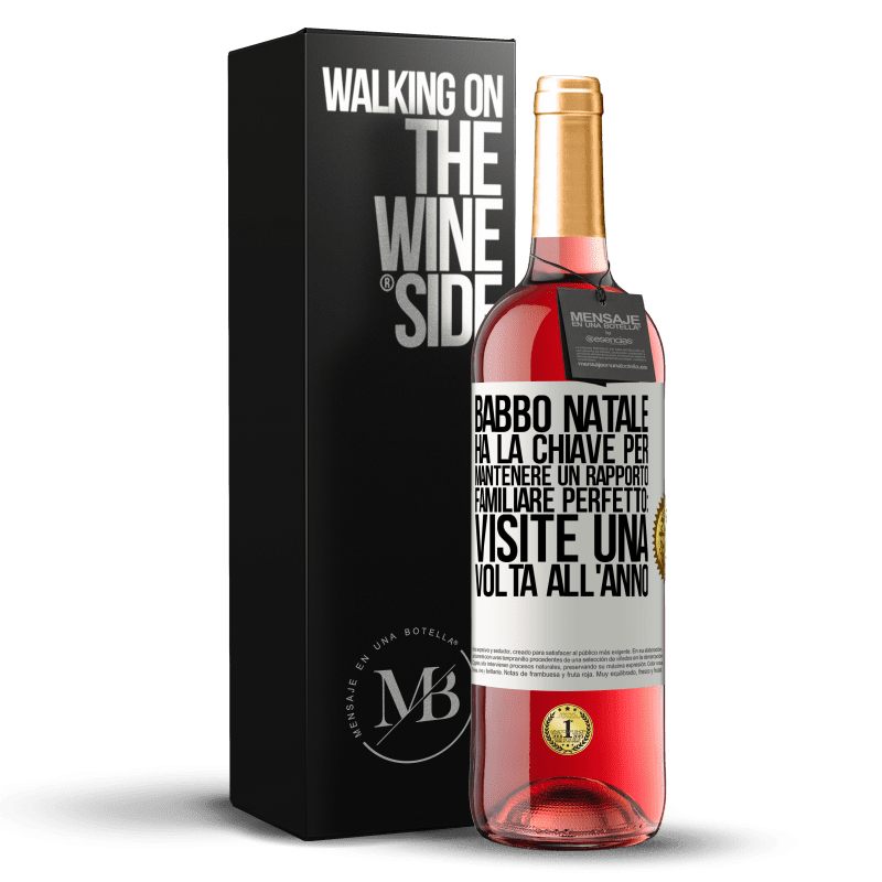 29,95 € Spedizione Gratuita | Vino rosato Edizione ROSÉ Babbo Natale ha la chiave per mantenere un rapporto familiare perfetto: visite una volta all'anno Etichetta Bianca. Etichetta personalizzabile Vino giovane Raccogliere 2024 Tempranillo