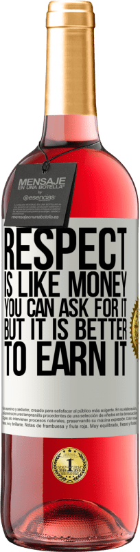 29,95 € | Rosé Wine ROSÉ Edition Respect is like money. You can ask for it, but it is better to earn it White Label. Customizable label Young wine Harvest 2024 Tempranillo