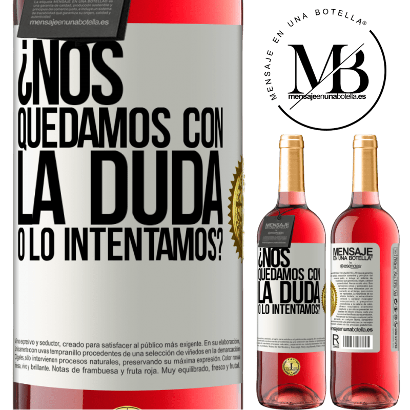 29,95 € Envío gratis | Vino Rosado Edición ROSÉ Nos quedamos con la duda o lo intentamos? Etiqueta Blanca. Etiqueta personalizable Vino joven Cosecha 2024 Tempranillo