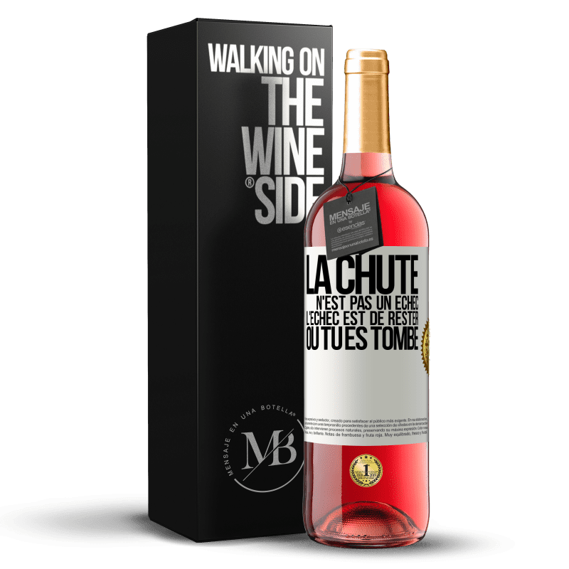 29,95 € Envoi gratuit | Vin rosé Édition ROSÉ La chute n'est pas un échec. L'échec est de rester où tu es tombé Étiquette Blanche. Étiquette personnalisable Vin jeune Récolte 2024 Tempranillo