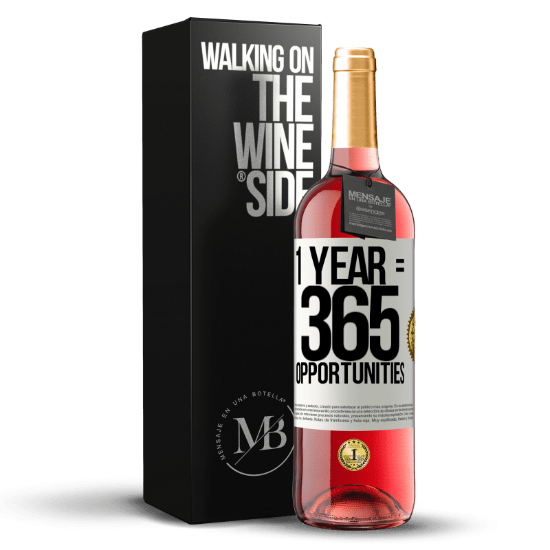 24,95 € Envoi gratuit | Vin rosé Édition ROSÉ 1 year 365 opportunities Étiquette Blanche. Étiquette personnalisable Vin jeune Récolte 2021 Tempranillo