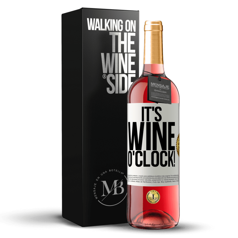 29,95 € Бесплатная доставка | Розовое вино Издание ROSÉ It's wine o'clock! Белая этикетка. Настраиваемая этикетка Молодое вино Урожай 2024 Tempranillo