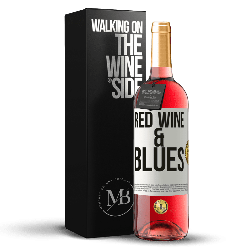 24,95 € Kostenloser Versand | Roséwein ROSÉ Ausgabe Red wine & Blues Weißes Etikett. Anpassbares Etikett Junger Wein Ernte 2021 Tempranillo