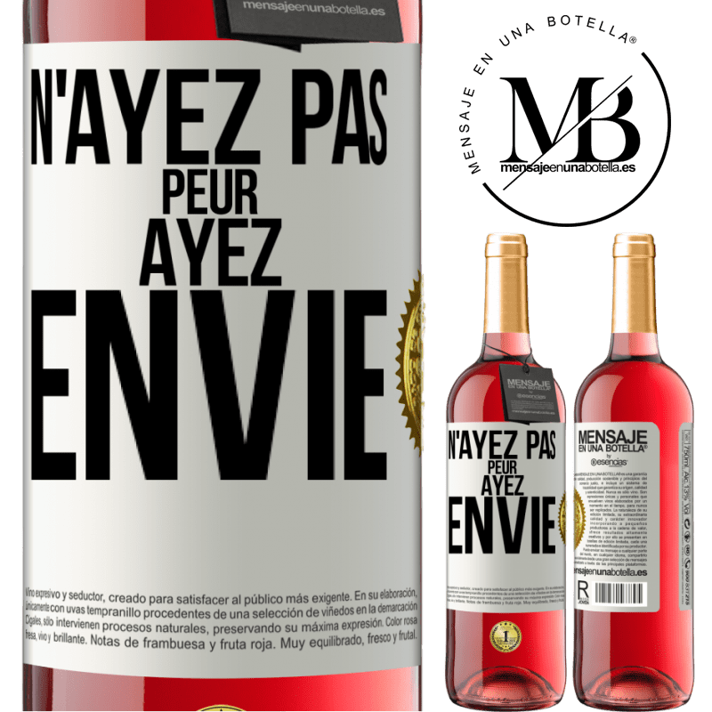 29,95 € Envoi gratuit | Vin rosé Édition ROSÉ N'ayez pas peur. Ayez envie Étiquette Blanche. Étiquette personnalisable Vin jeune Récolte 2023 Tempranillo