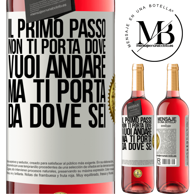 29,95 € Spedizione Gratuita | Vino rosato Edizione ROSÉ Il primo passo non ti porta dove vuoi andare, ma ti porta da dove sei Etichetta Bianca. Etichetta personalizzabile Vino giovane Raccogliere 2025 Tempranillo
