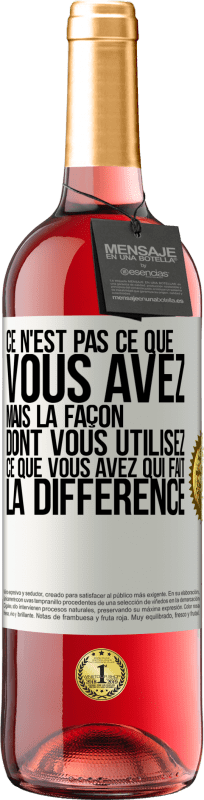 29,95 € Envoi gratuit | Vin rosé Édition ROSÉ Ce n'est pas ce que vous avez, mais la façon dont vous utilisez ce que vous avez qui fait la différence Étiquette Blanche. Étiquette personnalisable Vin jeune Récolte 2024 Tempranillo