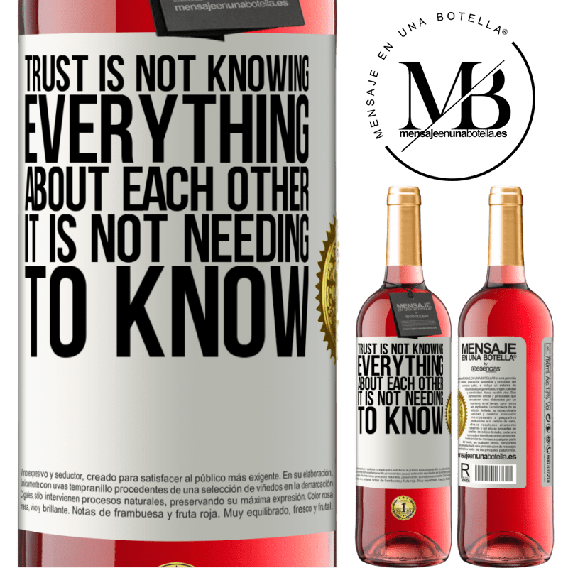 29,95 € Free Shipping | Rosé Wine ROSÉ Edition Trust is not knowing everything about each other. It is not needing to know White Label. Customizable label Young wine Harvest 2023 Tempranillo