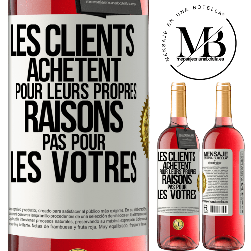 29,95 € Envoi gratuit | Vin rosé Édition ROSÉ Les clients achètent pour leurs propres raisons pas pour les vôtres Étiquette Blanche. Étiquette personnalisable Vin jeune Récolte 2023 Tempranillo