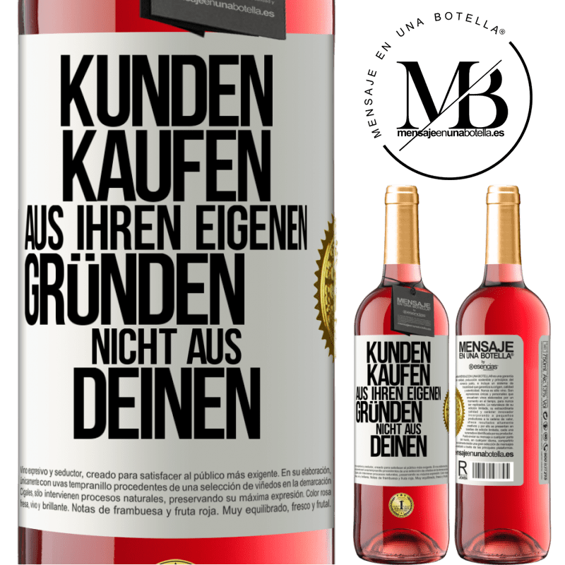 29,95 € Kostenloser Versand | Roséwein ROSÉ Ausgabe Kunden kaufen aus ihren eigenen Gründen, nicht aus Deinen Weißes Etikett. Anpassbares Etikett Junger Wein Ernte 2023 Tempranillo