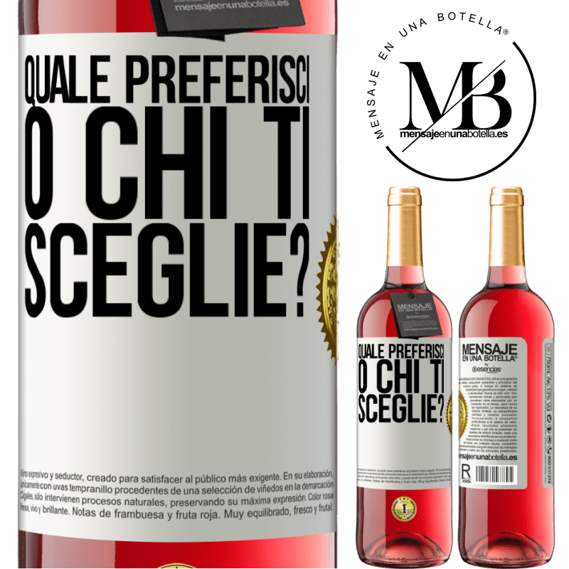 29,95 € Spedizione Gratuita | Vino rosato Edizione ROSÉ quale preferisci o chi ti sceglie? Etichetta Bianca. Etichetta personalizzabile Vino giovane Raccogliere 2025 Tempranillo