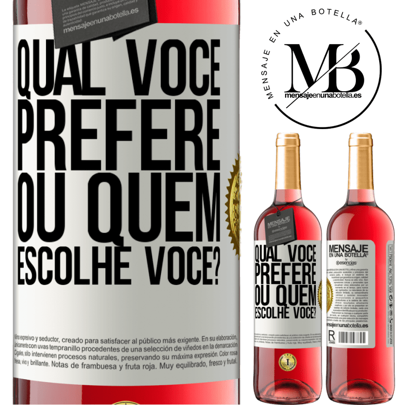 29,95 € Envio grátis | Vinho rosé Edição ROSÉ qual você prefere, ou quem escolhe você? Etiqueta Branca. Etiqueta personalizável Vinho jovem Colheita 2024 Tempranillo