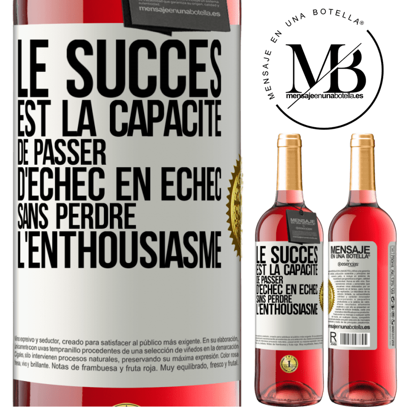 29,95 € Envoi gratuit | Vin rosé Édition ROSÉ Le succès est la capacité de passer d'échec en échec sans perdre l'enthousiasme Étiquette Blanche. Étiquette personnalisable Vin jeune Récolte 2023 Tempranillo