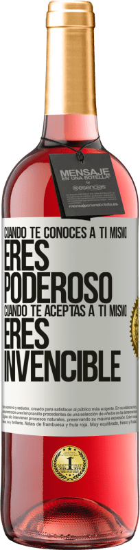 29,95 € Envío gratis | Vino Rosado Edición ROSÉ Cuando te conoces a ti mismo, eres poderoso. Cuando te aceptas a ti mismo, eres invencible Etiqueta Blanca. Etiqueta personalizable Vino joven Cosecha 2025 Tempranillo