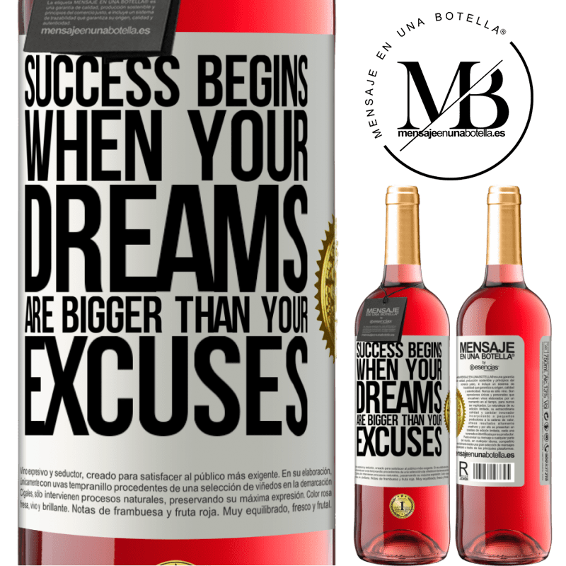 29,95 € Free Shipping | Rosé Wine ROSÉ Edition Success begins when your dreams are bigger than your excuses White Label. Customizable label Young wine Harvest 2022 Tempranillo