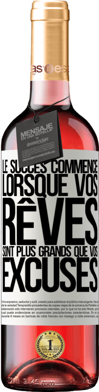 29,95 € Envoi gratuit | Vin rosé Édition ROSÉ Le succès commence lorsque vos rêves sont plus grands que vos excuses Étiquette Blanche. Étiquette personnalisable Vin jeune Récolte 2025 Tempranillo