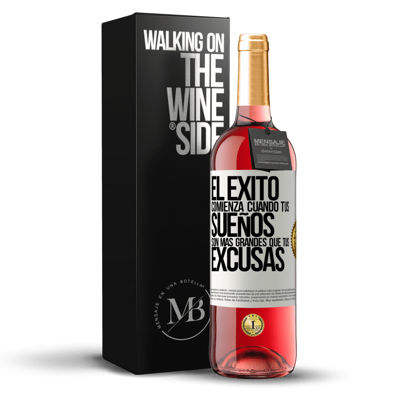 29,95 € Envío gratis | Vino Rosado Edición ROSÉ El éxito comienza cuando tus sueños son más grandes que tus excusas Etiqueta Blanca. Etiqueta personalizable Vino joven Cosecha 2024 Tempranillo