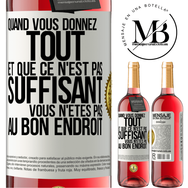 29,95 € Envoi gratuit | Vin rosé Édition ROSÉ Quand vous donnez tout et que ce n'est pas suffisant, vous n'êtes pas au bon endroit Étiquette Blanche. Étiquette personnalisable Vin jeune Récolte 2023 Tempranillo