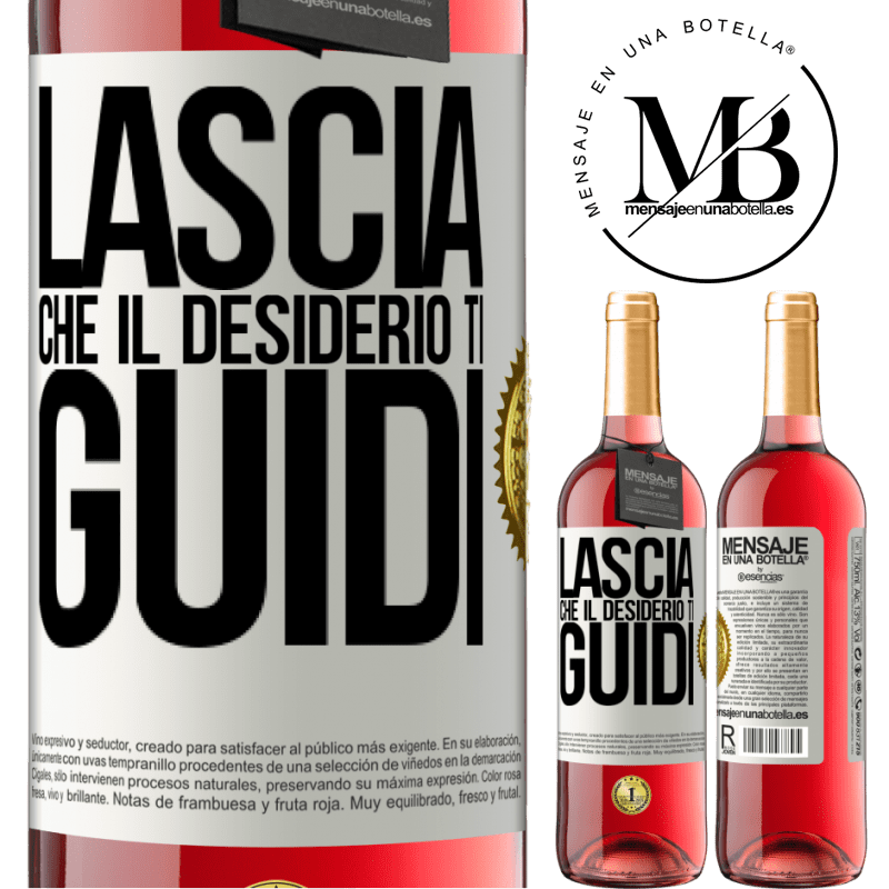 29,95 € Spedizione Gratuita | Vino rosato Edizione ROSÉ Lascia che il desiderio ti guidi Etichetta Bianca. Etichetta personalizzabile Vino giovane Raccogliere 2024 Tempranillo