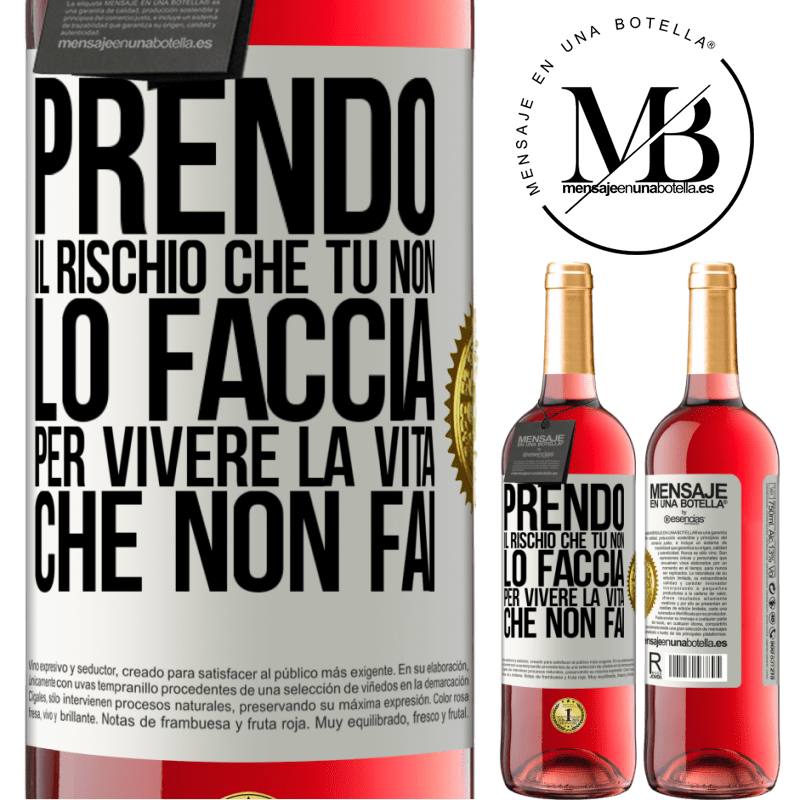 29,95 € Spedizione Gratuita | Vino rosato Edizione ROSÉ Prendo il rischio che tu non lo faccia, per vivere la vita che non fai Etichetta Bianca. Etichetta personalizzabile Vino giovane Raccogliere 2023 Tempranillo