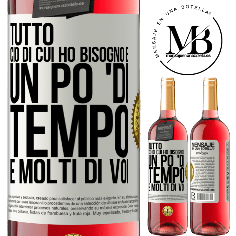 29,95 € Spedizione Gratuita | Vino rosato Edizione ROSÉ Tutto ciò di cui ho bisogno è un po 'di tempo e molti di voi Etichetta Bianca. Etichetta personalizzabile Vino giovane Raccogliere 2023 Tempranillo