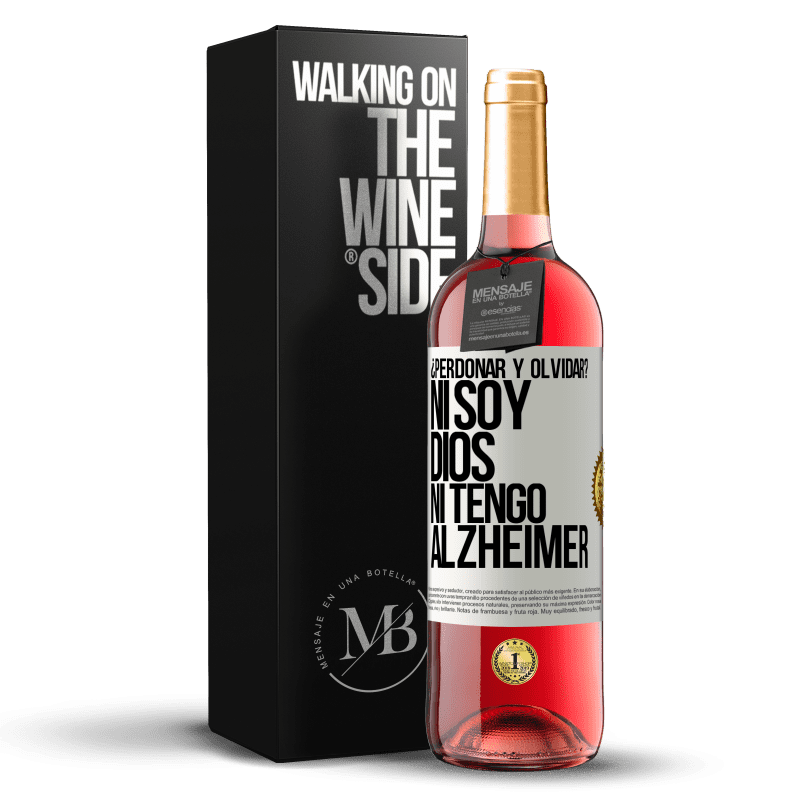 29,95 € Envío gratis | Vino Rosado Edición ROSÉ ¿Perdonar y olvidar? Ni soy Dios, ni tengo alzheimer Etiqueta Blanca. Etiqueta personalizable Vino joven Cosecha 2025 Tempranillo