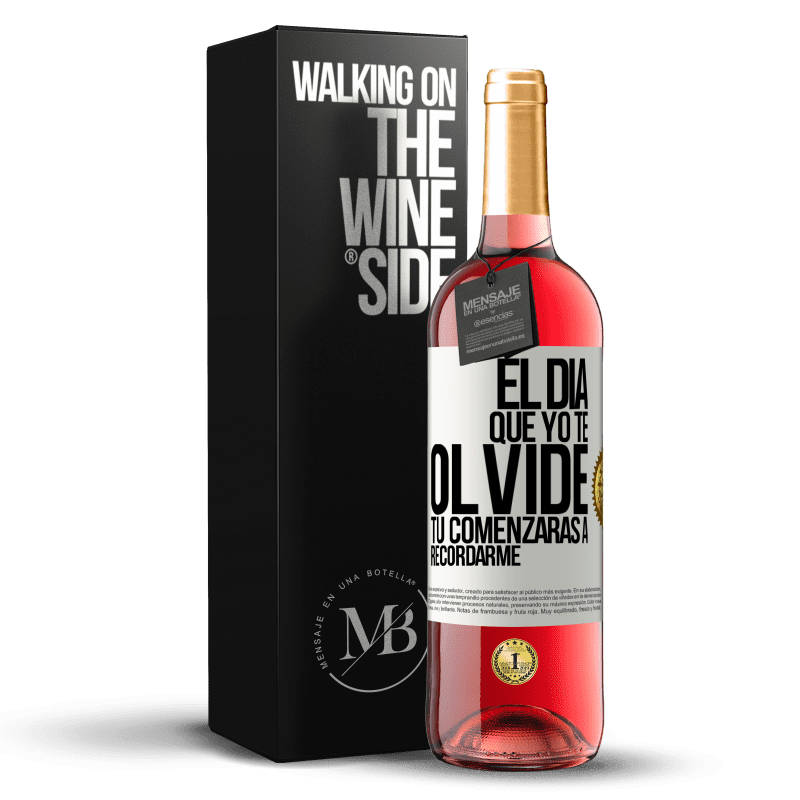 29,95 € Envío gratis | Vino Rosado Edición ROSÉ El día que yo te olvide, tú comenzarás a recordarme Etiqueta Blanca. Etiqueta personalizable Vino joven Cosecha 2022 Tempranillo