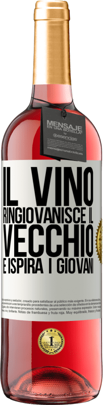 29,95 € Spedizione Gratuita | Vino rosato Edizione ROSÉ Il vino ringiovanisce il vecchio e ispira i giovani Etichetta Bianca. Etichetta personalizzabile Vino giovane Raccogliere 2023 Tempranillo