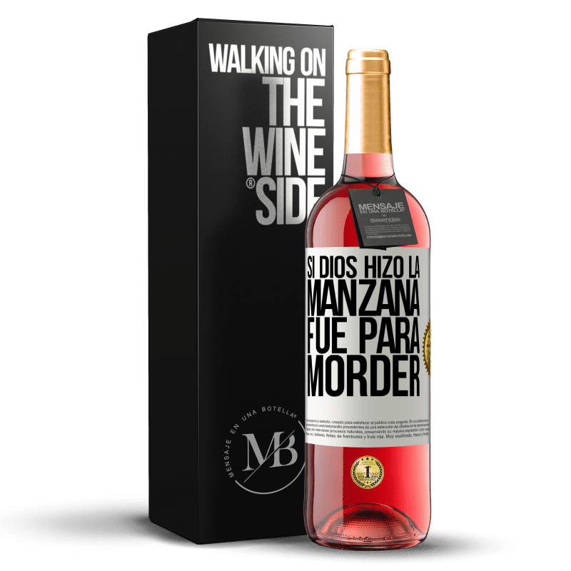 29,95 € Envoi gratuit | Vin rosé Édition ROSÉ Si Dieu a fait la pomme, c'était pour mordre Étiquette Blanche. Étiquette personnalisable Vin jeune Récolte 2022 Tempranillo
