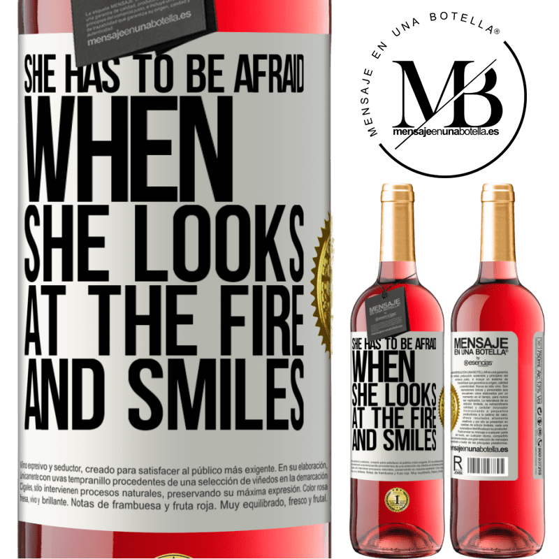 24,95 € Free Shipping | Rosé Wine ROSÉ Edition She has to be afraid when she looks at the fire and smiles White Label. Customizable label Young wine Harvest 2021 Tempranillo