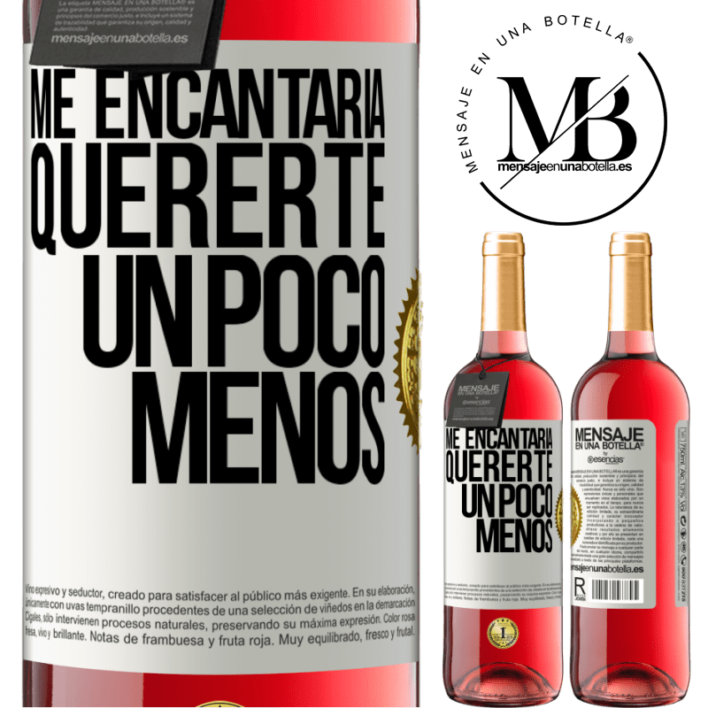 29,95 € Envío gratis | Vino Rosado Edición ROSÉ Me encantaría quererte un poco menos Etiqueta Blanca. Etiqueta personalizable Vino joven Cosecha 2023 Tempranillo