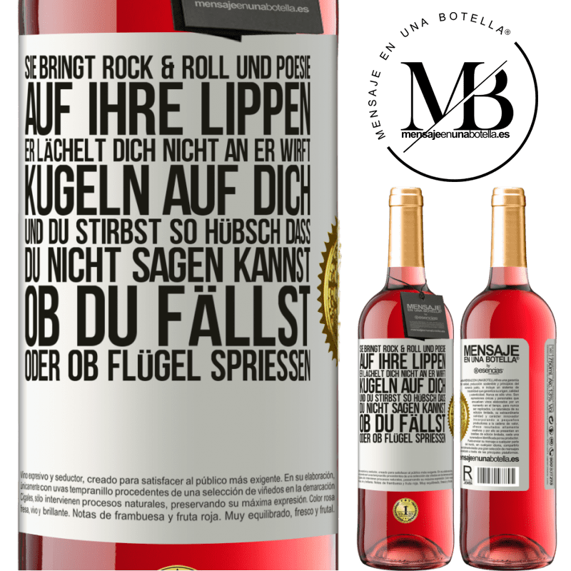 29,95 € Kostenloser Versand | Roséwein ROSÉ Ausgabe Sie hat Rock & Roll in ihr und Poesie auf ihre Lippen. Sie lächelt dich nicht an, sie wirft Kugeln auf dich und du stirbst so sc Weißes Etikett. Anpassbares Etikett Junger Wein Ernte 2023 Tempranillo