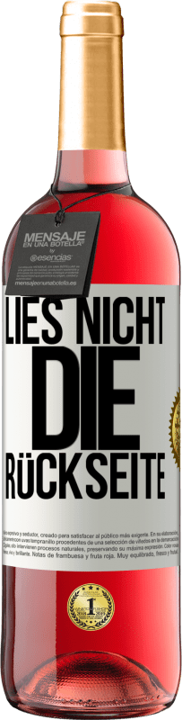 «Lies nicht die Rückseite» ROSÉ Ausgabe