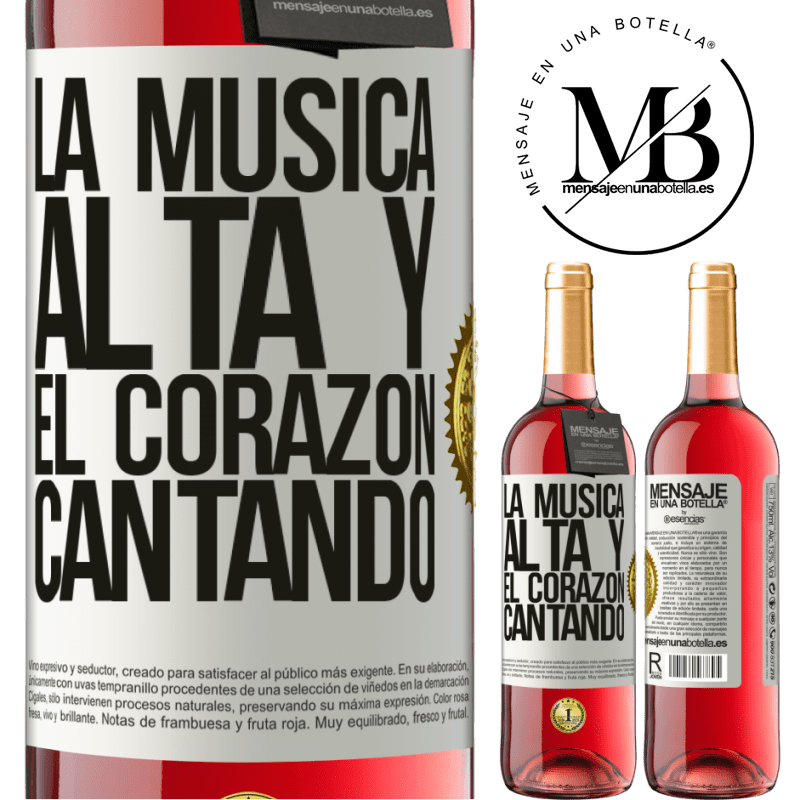 29,95 € Envío gratis | Vino Rosado Edición ROSÉ La música alta y el corazón cantando Etiqueta Blanca. Etiqueta personalizable Vino joven Cosecha 2023 Tempranillo