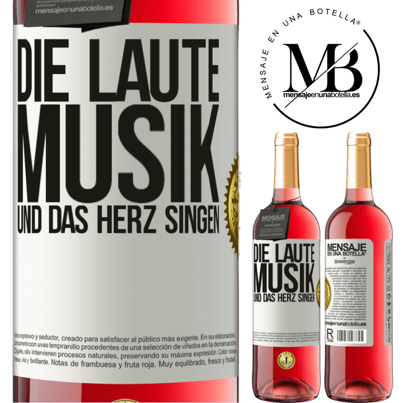 29,95 € Kostenloser Versand | Roséwein ROSÉ Ausgabe Musik laut und Herz singend Weißes Etikett. Anpassbares Etikett Junger Wein Ernte 2023 Tempranillo