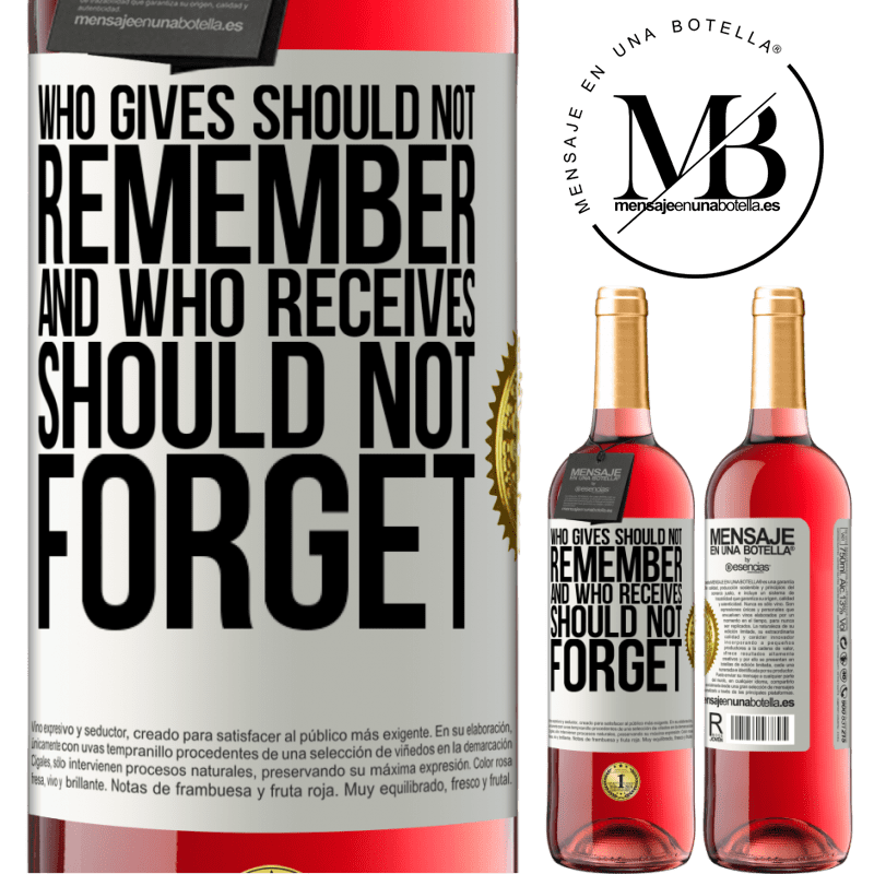 29,95 € Free Shipping | Rosé Wine ROSÉ Edition Who gives should not remember, and who receives, should not forget White Label. Customizable label Young wine Harvest 2022 Tempranillo