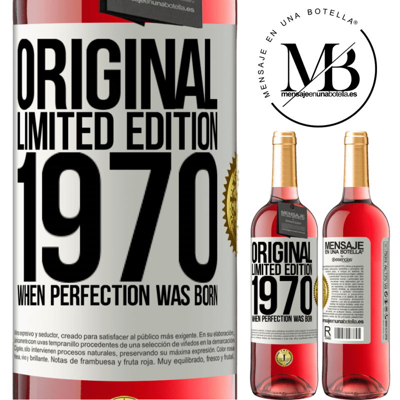29,95 € Free Shipping | Rosé Wine ROSÉ Edition Original. Limited edition. 1970. When perfection was born White Label. Customizable label Young wine Harvest 2022 Tempranillo